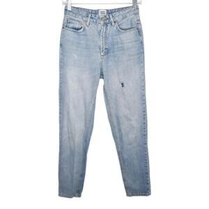 BDG Urban Outfitters High Rise Distressed Mom Jeans Womens 25 Light Wash